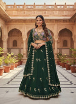 Designer Green Fox Georgette Lehenga Choli with Sequins Embroidery Work