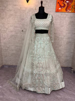 White Designer Butterfly Net Lehenga Choli