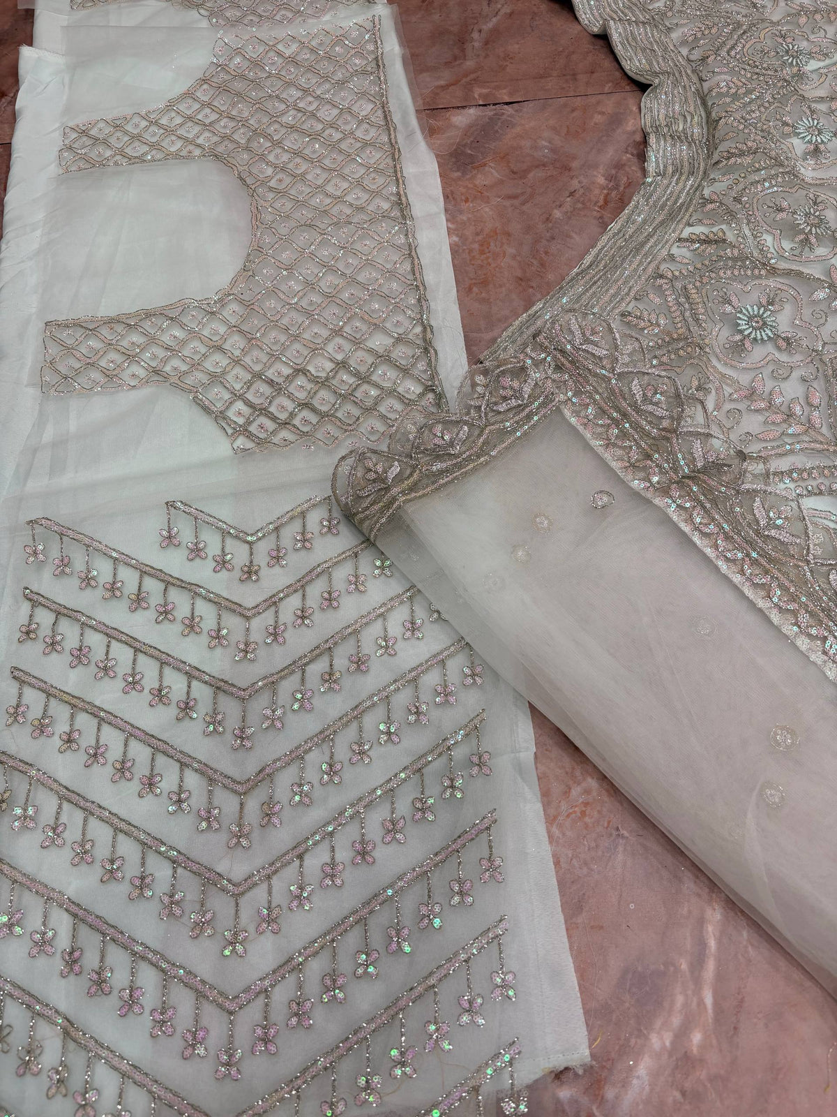 White Designer Butterfly Net Lehenga Choli