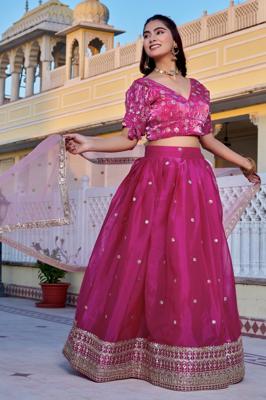 Pink Lehenga Choli Set with Heavy EmbroideryDesigner Festive & Wedding Wear