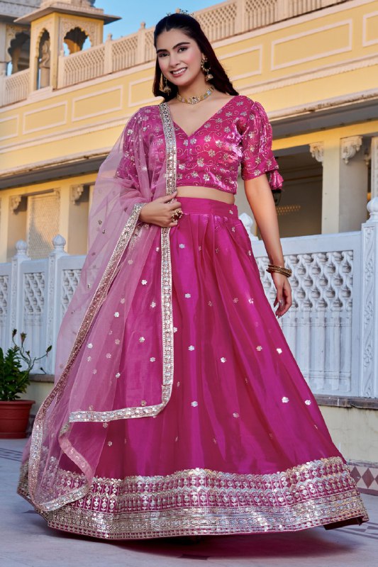 Pink Lehenga Choli Set with Heavy EmbroideryDesigner Festive & Wedding Wear