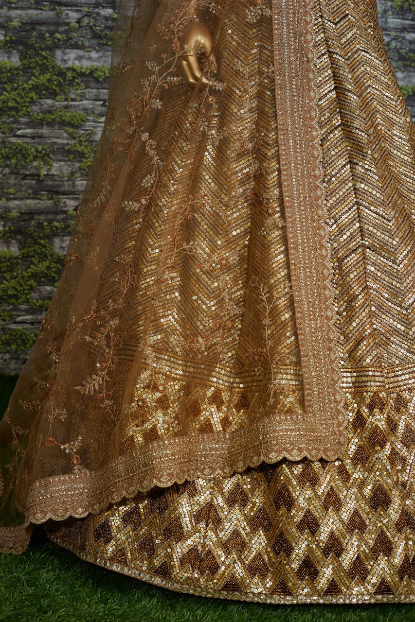 Antique Gold Heavy Designer Lehenga Choli for Bridal & Wedding Wear