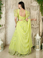 Lime Green Georgette Lehenga Choli with Sequins & Zari Embroidery Wrok
