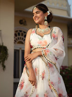 White Floral Printed Elegant Lehenga Choli Set