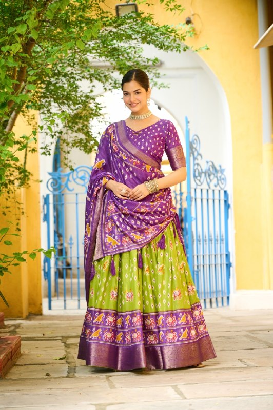 Parrot Green with Purple Color Wedding Wear Lehenga Choli