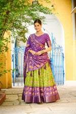 Parrot Green with Purple Color Wedding Wear Lehenga Choli