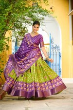Parrot Green with Purple Color Wedding Wear Lehenga Choli