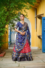Navy Blue with Red Lehenga Choli Set Elegant Festive & Wedding Wear