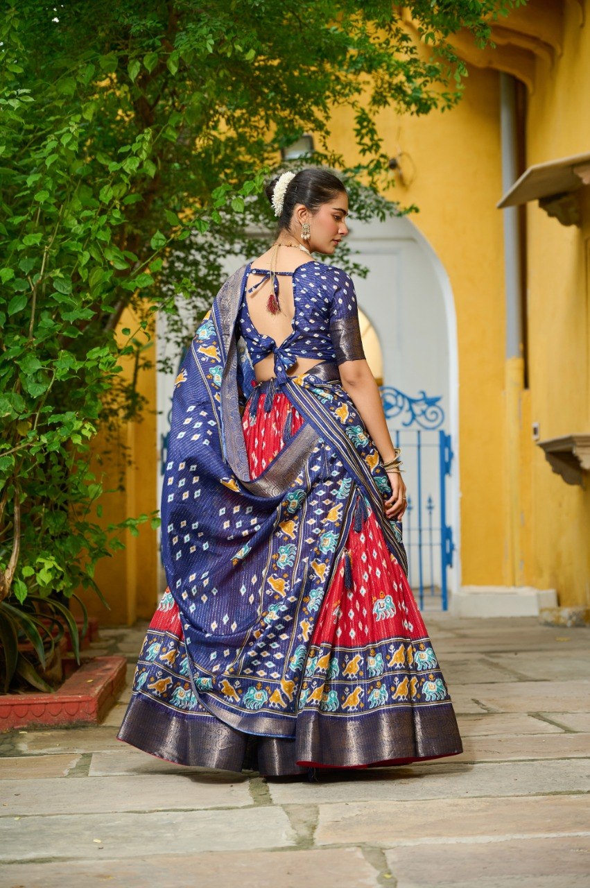 Navy Blue with Red Lehenga Choli Set Elegant Festive & Wedding Wear