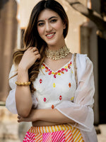 Multicolor Leheriya Printed with White Embroidered Dupatta Designer Festive & Summer Wear Lehenga Set