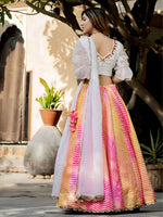 Multicolor Leheriya Printed with White Embroidered Dupatta Designer Festive & Summer Wear Lehenga Set