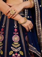 Navy Blue Color Designer Georgette Lehenga Choli