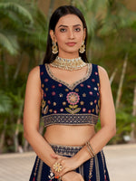 Navy Blue Color Designer Georgette Lehenga Choli