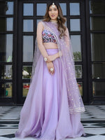 Lavender Organza with Floral Embroidered Blouse Designer Wedding & Festive Wear Lehenga Set