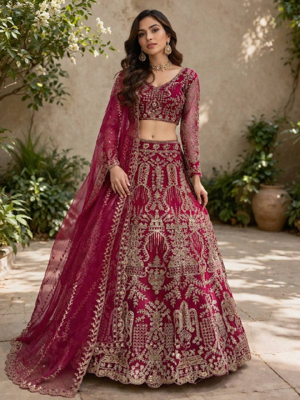 Premium Butterfly Net Embroidered Lehenga Choli with Sequins Work for Women