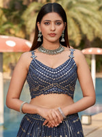 Gray Color PartyWear Designer Lehenga Choli