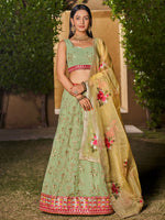Pastel Green Multi Color Work Designer Party Specials Lehenga Choli