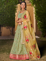 Pastel Green Multi Color Work Designer Party Specials Lehenga Choli