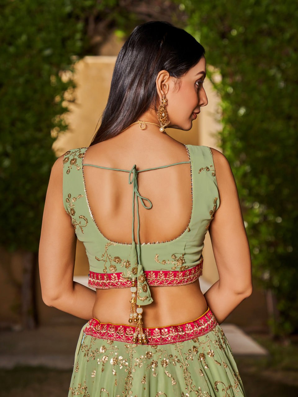 Pastel Green Multi Color Work Designer Party Specials Lehenga Choli