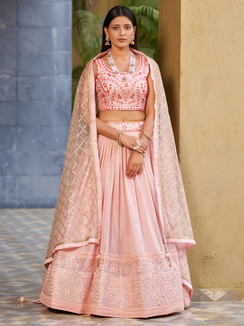 baby Pink Color Embroidered Designer Lehenga Choli