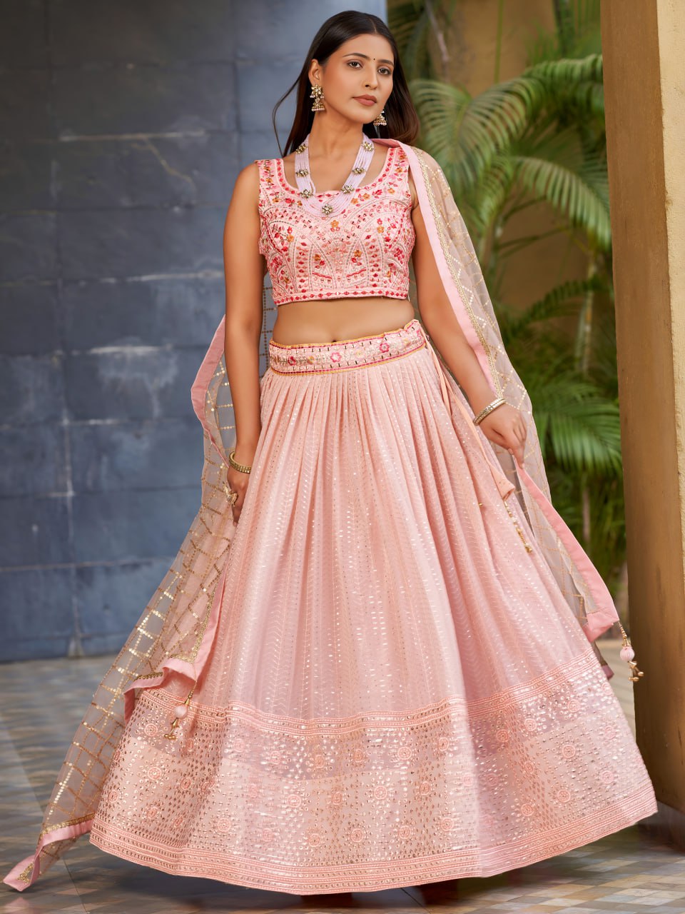 baby Pink Color Embroidered Designer Lehenga Choli