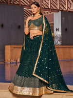 Green Color Georgette Sequins Embroidery Designer Lehenga Choli