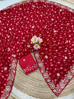 Elegant Georgette Embroidered Saree with Mono Silk Blouse