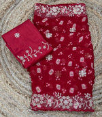 Elegant Georgette Embroidered Saree with Mono Silk Blouse