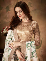 Ivory Floral Organza Lehenga Choli with Golden Embroidered Blouse