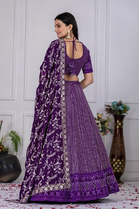 Purple Color Lehenga Choli Set with Heavy Embroidery
