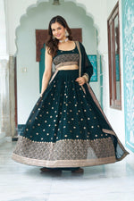 Green Lehenga Choli Set with Heavy Embroidery Wedding Wear Collection