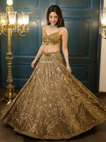 Golden Lehenga Choli with Heavy Sequins Work Designer Wedding Wear