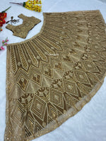 Golden Lehenga Choli with Heavy Sequins Work Designer Wedding Wear