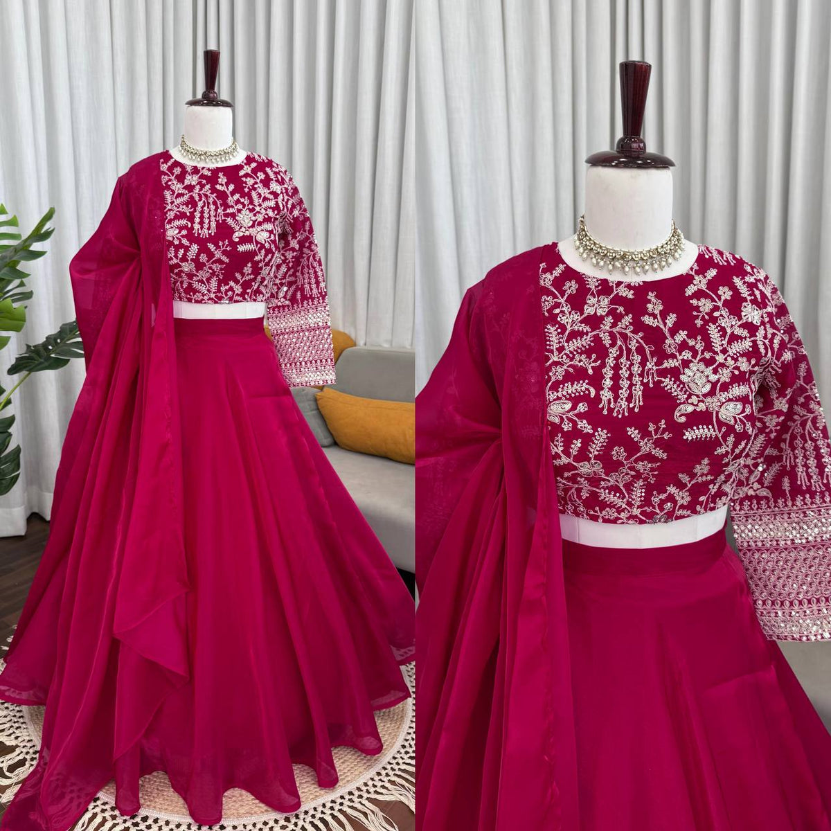Rani Pink Color Silk Lehenga Choli with Coding Dori & Sequins Work