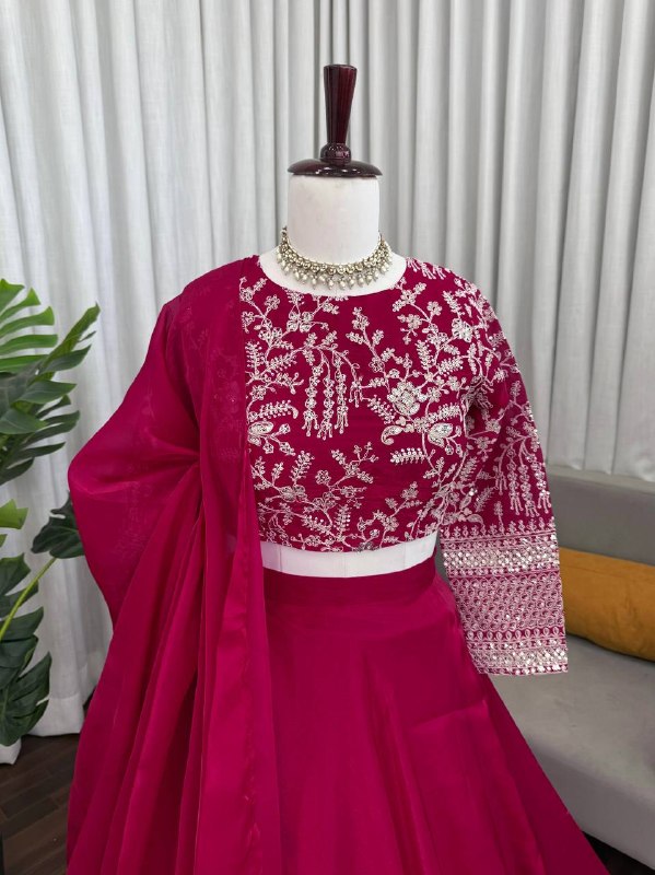 Rani Pink Color Silk Lehenga Choli with Coding Dori & Sequins Work