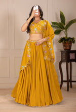 Yellow Lehenga Choli Set with Embroidered Blouse & Dupatta