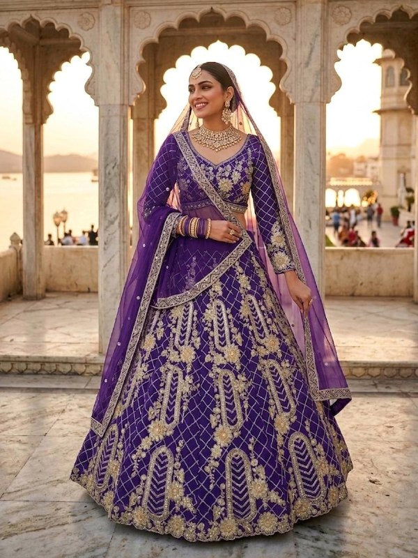 Premium Soft Net Lehenga Choli with Sequins Coding Work