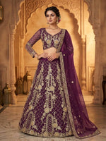 Purple Premium Soft Net Lehenga Choli with Sequins Coding Work