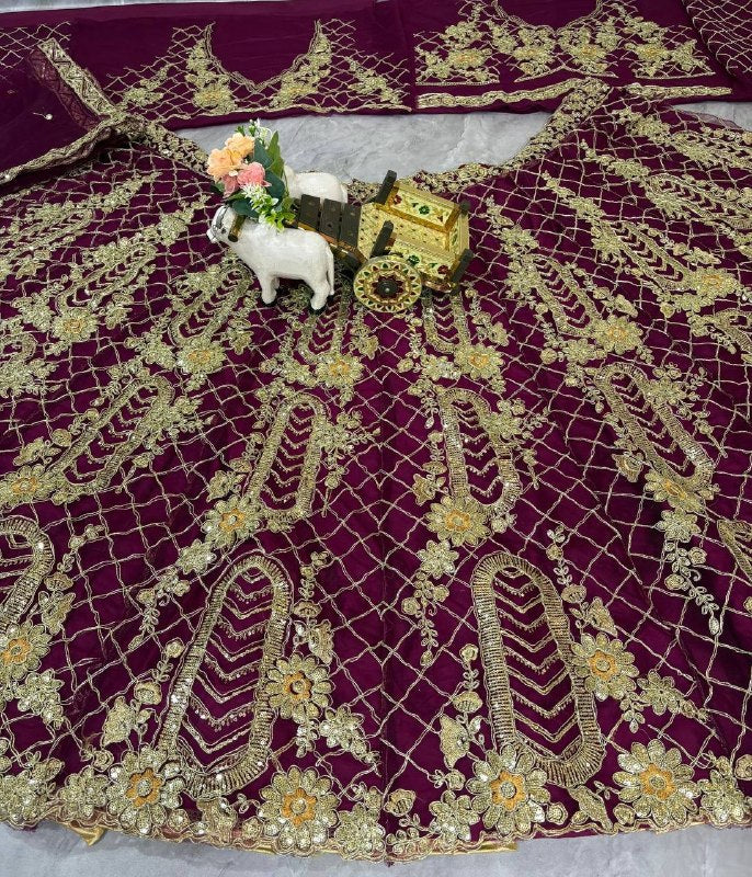 Purple Premium Soft Net Lehenga Choli with Sequins Coding Work