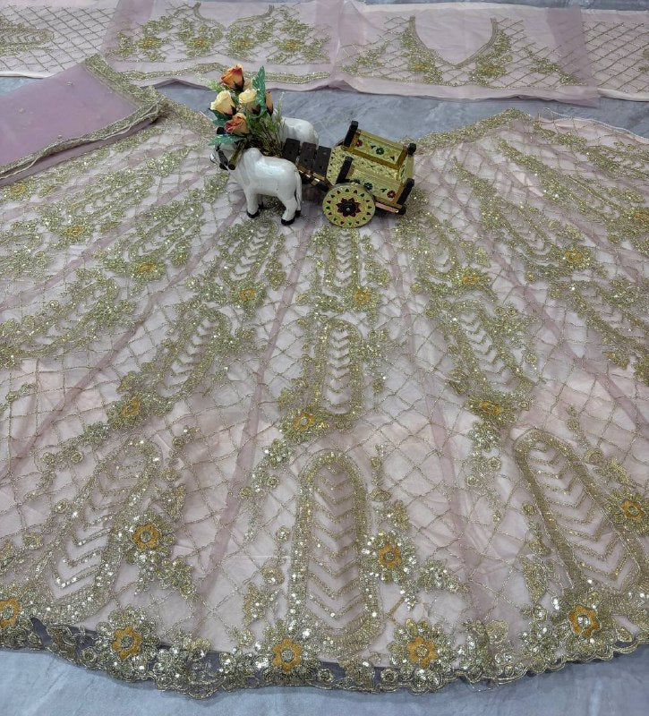 Premium Soft Net Lehenga with Sequins Coding Work