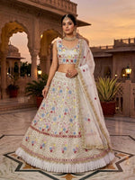 White Fox Georgette Lehenga Choliwith Real Mirror & Sequins Work
