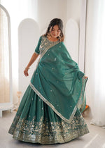 Rama Green Heavy Shimmer Silk with Thread & Sequins Work Lehenga Choli