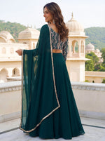 Stunning Green Sequins Georgette Party Wear Lehenga Choli With Dupatta