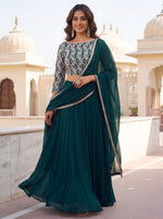 Stunning Green Sequins Georgette Party Wear Lehenga Choli With Dupatta
