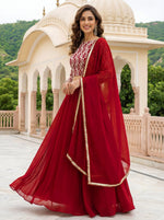 Stunning Red Sequins Georgette Party Wear Lehenga Choli With Dupatta