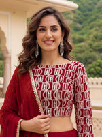 Stunning Red Sequins Georgette Party Wear Lehenga Choli With Dupatta