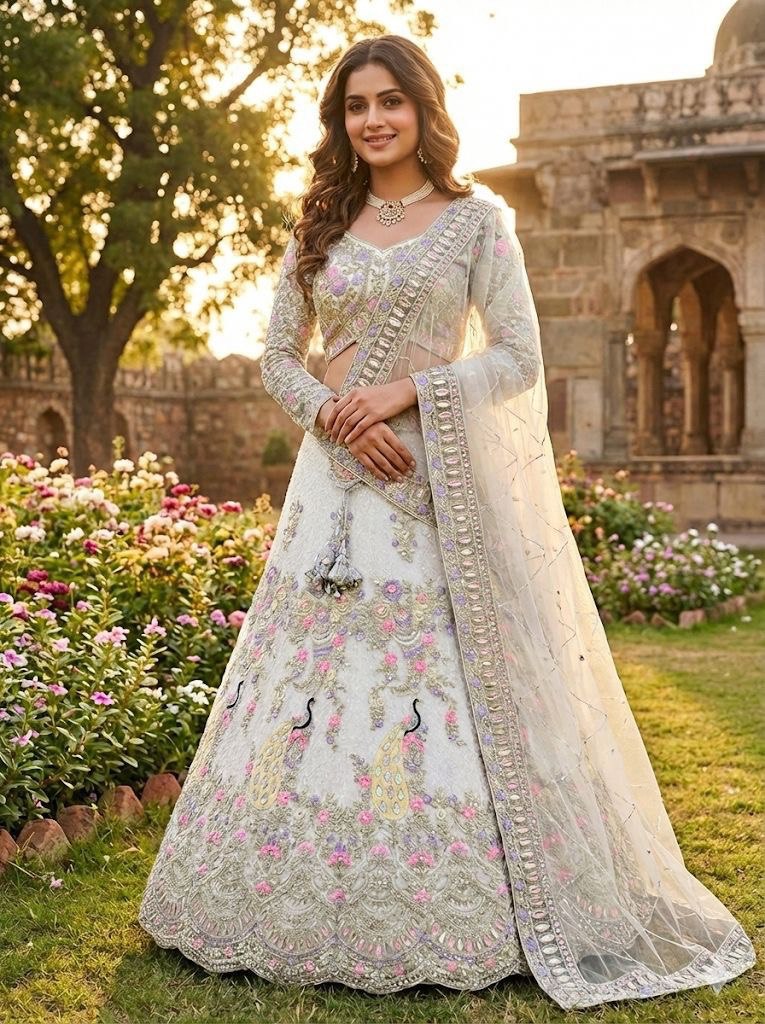 White Color Designer Soft Net party Wear Lehenga Choli