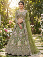 Light Green Color Designer Embroidery Lehenga Choli