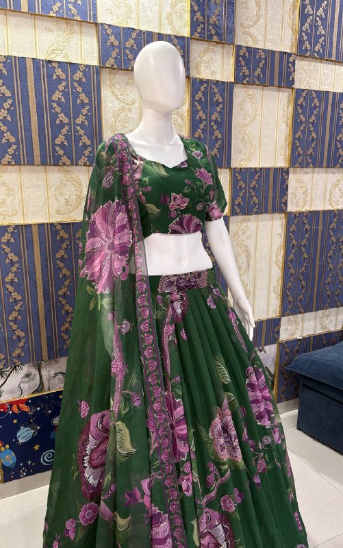 Green Premium Faux Georgette Lehenga Choli