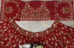 Red Faux Georgette Embroidered Lehenga Choli for Women